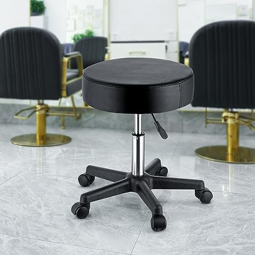 VEVOR Rolling Stools with Wheels 400LBS Weight Capacity Swivel Stools Chair - color: Black, size: 19.69"D x 19.69"W x 18.11"H