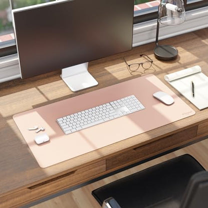 Smead Vegan Leather Desk Pad Mat, Office Desk Mat, Medium, Dusty Rose Pink | Waterproof desk pad protector, writing mat and desk blotter. Non-slip suede grips under a keyboard, mouse and notepad. - color: Dusty Rose Pink, size: 15.7" x 31.5"