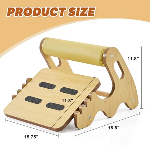 Foot Rest for Under Desk at Work- Adjustable Rocking Foot Stool with 3 Height Positions and Soft Crossbar, Ergonomic Wooden Footrest with Anti-Slip Surface for Home, Office - color: Yellow Maple