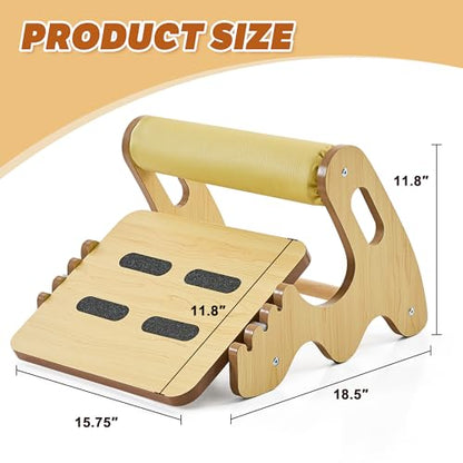 Foot Rest for Under Desk at Work- Adjustable Rocking Foot Stool with 3 Height Positions and Soft Crossbar, Ergonomic Wooden Footrest with Anti-Slip Surface for Home, Office - color: Yellow Maple