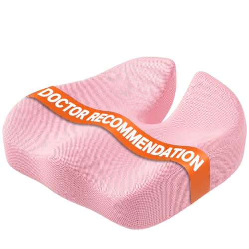 Seat Cushion, XL Large Memory Foam Cushion for /Office Chair/Car/Wheelchair - color: Pink