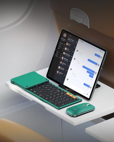 ProtoArc XKM01 Full-Size Foldable Keyboard Mouse Combo for Travel, Green - color: Green