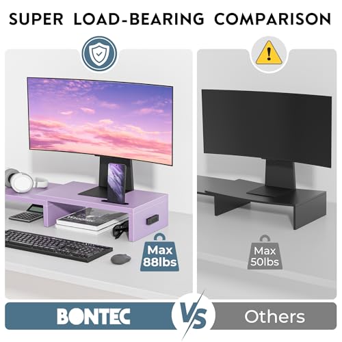 BONTEC Dual Monitor Stand Riser, Adjustable Length & Swivel Angle, Purple - color: Purple, size: 42.5 in