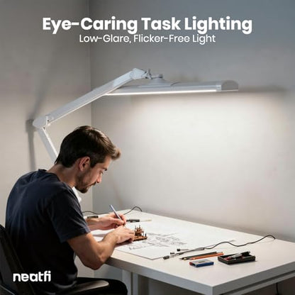 Neatfi Ultra 3,500 Lumens LED Desk Lamp with Base, 26-Inch Shade (White-3) - color: White-3, size: 26-Inch Wide Shade