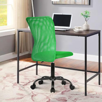 Ergonomic Chairs, Cute Adjustable Armless Office Desk Chair w/Mesh Back & Soft Thick Seat, Comfy Swivel Rolling Cheap Executive Small Computer Task Chair Sillas para Escritorio for Adult Women - color: Green