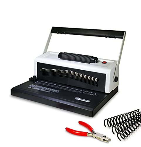 Coilbind S25A Spiral Coil Binding Machine - 4:1 Pitch – 20 Sheet Capacity | Hole Punch with Electric Coil Inserter – Adjustable Margins & Disengaging Pins – Free Crimper Tool & 100 Coils