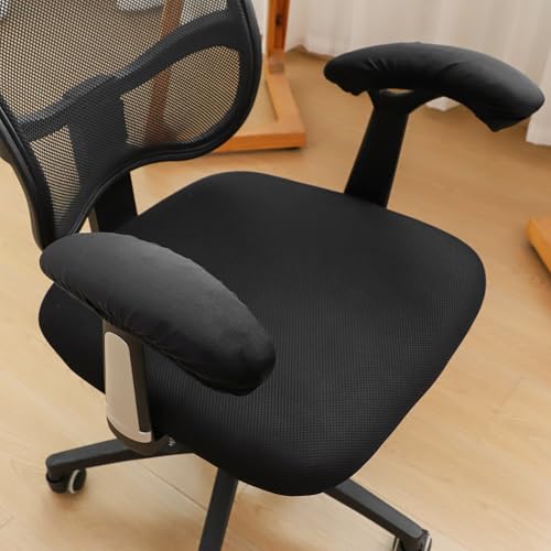 FORCHEER Office Chair Armrest Covers Velvet Elastic 2 Pieces Black Arm Rest Covers for Gaming Chair Computer Desk Chair Washable