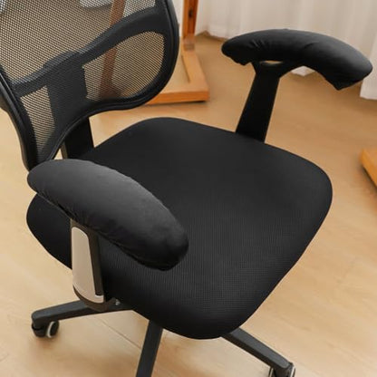 FORCHEER Office Chair Armrest Covers Velvet Elastic 2 Pieces Black Arm Rest Covers for Gaming Chair Computer Desk Chair Washable