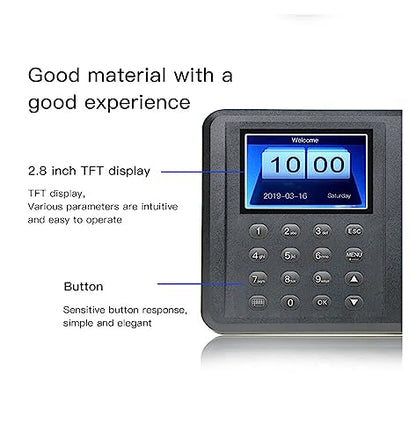 Time Clocks 2.8inch Biometric Attendance System USB Fingerprint Reader Time Clock Employee Control Machine Electronic Device,