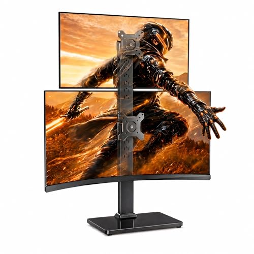 Perlegear Dual Vertical Monitor Stand for 13–40 inch Screens up to 44 lbs - size: 13-40 inch