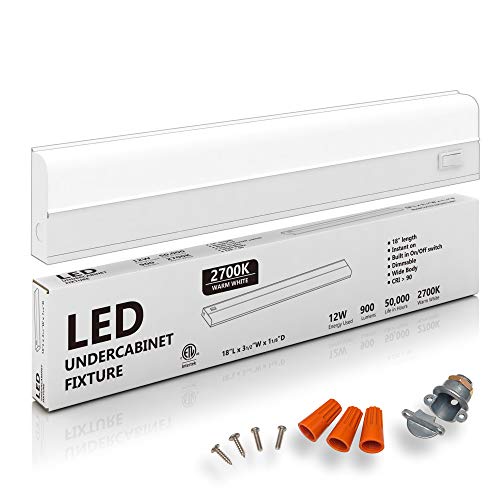18" Hardwired Under Cabinet Light, 2700K Soft White, ETL, 900 lm, Dimmable - color: 2700K Warm White, size: 18 INCH