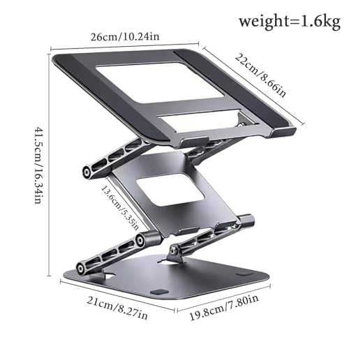 Adjustable Laptop Stand with 360°,3-Tier Ergonimic Foldable Sitting/Standing Laptop Riser for Desk Compatible Rotating Base