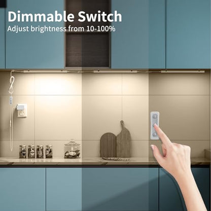ASOKO Dimmable Under Cabinet Lighting - 6 Pcs 12 Inch Linkable, 2700K - color: Warm White 2700K, size: Manual switch-6 pack