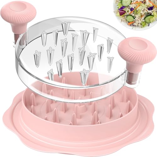 Ukeetap 10" Pro Chicken Shredder Tool Twist Large for Kitchen, Pink | BPA-Free Food-Safe Meat Grinder, Visible Chicken Breast Meat Shredder with Strong Anti-Slip Bottom & Ergonomic Handle - color: Pink