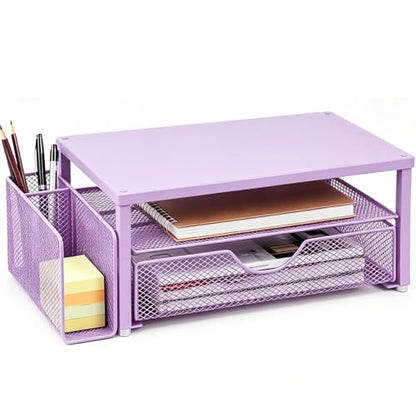 Spacrea Desk Organizers and Accessories, Printer Stand with Storage, Purple - color: Purple Metal