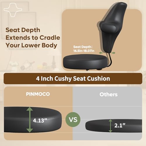 Extra Wide ADHD Cross Legged Office Chair, 360° Swivel Kneeling Meditation | Extra-wide cross-legged kneeling chair with reversible seat, 360° swivel, adjustable height—for ADHD, meditation & comfort - color: Pu Black