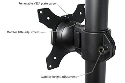 VIVO Triple Monitor Desk Stand for 13 to 27 inch Screens, STAND-V003D | Black, Articulating, Freestanding Adjustable Monitor Arm, Vertical Computer Stand for 3 Monitors, Holds 22 lbs Each