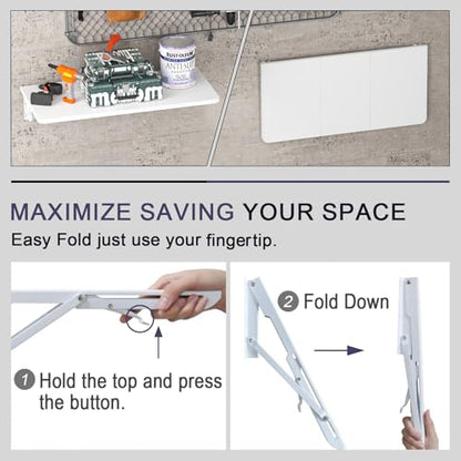 TEAMIX Wall Mounted Folding Desk for Small Spaces - White, 29.9 x 15.7inch - color: White, size: 29.9"W x 15.7"D