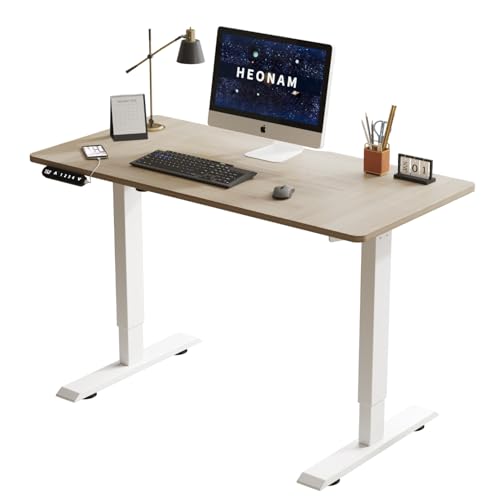 48 Inch Electric Standing Desk with USB Charging Port, Height Adjustable Sit Stand Desk with Memory Presets, Spacious Desktop and Sturdy Metal Frame for Home Office - color: Oak, size: 48 x 24'' (Rectangular, Single Motor)