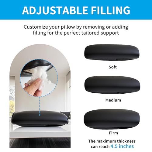YOUFI Leather Recliner Headrest Pillow with Self-Stabilizing Weighted Base | No-adhesive Design Adjustable Filling for Head Support, Soft Large Neck Pillow for Recliner, Couch, Sofa, Chairs, Black - color: Black