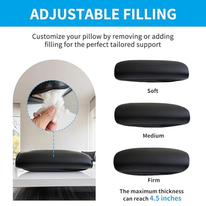 YOUFI Leather Recliner Headrest Pillow with Self-Stabilizing Weighted Base | No-adhesive Design Adjustable Filling for Head Support, Soft Large Neck Pillow for Recliner, Couch, Sofa, Chairs, Black - color: Black