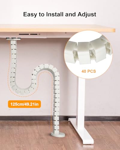 Under Desk Cable Management Spine, Magnetic Wire Organizer White - color: White