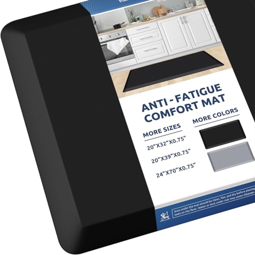 0.8" Thick Kitchen Mat Cushioned Anti Fatigue Rug Comfort Floor Mats - color: Black, size: 39"L x 20"W x 0.8"Th