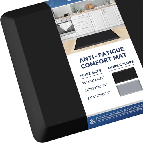 0.8" Thick Kitchen Mat Cushioned Anti Fatigue Rug Comfort Floor Mats - color: Black, size: 32"L x 20"W x 0.8"Th