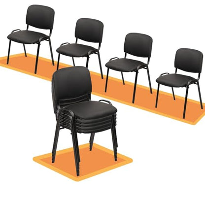 CLATINA Stacking Guest Chairs Set of 10, Leather Waiting Room Chair no Wheels, Armless Office Chairs with Metal Frames, Stackable Conference Room Chair for Reception, Meeting, Training, Black - color: Black-leather, size: 10 Pack