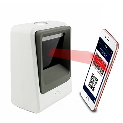 2D Barcode Scanner,Symcode Omnidirectional Hands-Free USB Barcode Reader Scanner for Mobile Payment Computer Screen Scan - color: White