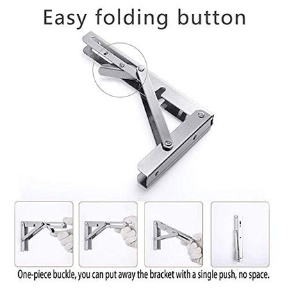 24 Inch Folding Shelf Brackets, 2 Pack Stainless Steel Heavy Duty L Bracket - color: Silver, size: 24 Inch