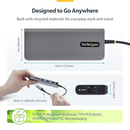 StarTech 6-in-1 USB-C Mini Dock, 4K HDMI, 140W PD, 10Gbps, 2.5GbE, SD