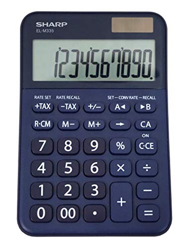 Sharp EL-M335 10-Digit Extra Large Desktop Calculator with Currency Conversion Functions, Tax, Percent and Backspace Keys, and a Large Angled LCD Display, Perfect for Home or Office Use | Extra Large Display, Currency Conversion Functions, Tax, Percent &