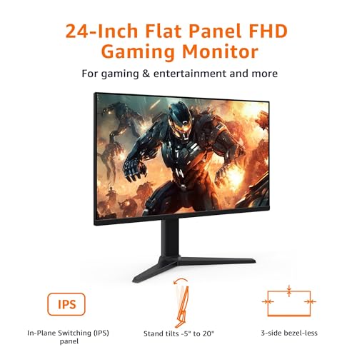 Amazon Basics 24 Inch (23.8 inch viewable) Gaming Monitor, FHD 1080P, 165Hz, VESA Compatible, Adaptive sync, 1ms Response, Black - size: 23.8 inch viewable, style: 165Hz