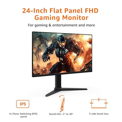 Amazon Basics 24 Inch (23.8 inch viewable) Gaming Monitor, FHD 1080P, 165Hz, VESA Compatible, Adaptive sync, 1ms Response, Black - size: 23.8 inch viewable, style: 165Hz