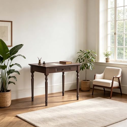 Walnut Writing Desks with Drawers, 35" French Country Style - color: Walnut, size: Standard-35 inches