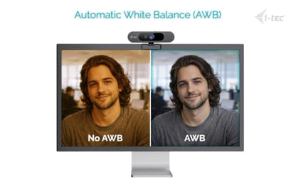 i-tec Solomon 900 PRO Webcam 4K with Automatic Framing (Auto Framing) for Tracking the Active Speaker, Wide Dynamic Range (WDR) and Two Integrated Microphones