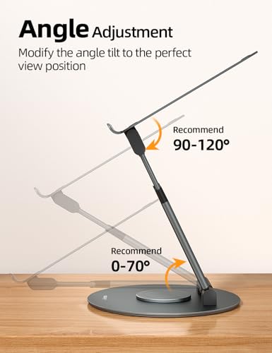 Nulaxy 18" Height Telescopic 360 Rotating Aluminum Laptop Stand Desk, Gray | Ergonomic Computer Holder Riser with Heat-Vent, Standing Desk Converter Holds 22 Lbs for Office Desk Use Fits 10-17" Laptops - color: A-Gray