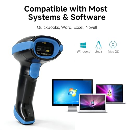 VOTTAN 2D USB Barcode Scanner with Stand, PDF417 Data Matrix Aztec QR Code Handheld Barcode Reader with Universal Holder