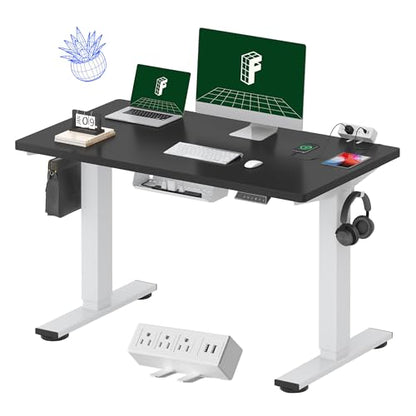 FLEXISPOT EN2 48"x24" Whole-Piece Standing Desk with Power Strip, Black - color: Black Top + White Frame, size: 48x24"