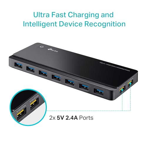 TP-Link Powered USB Hub 3.0 with 7 USB 3.0 Data Ports and 2 Smart Charging USB Ports. Compatible with Windows, Mac, Chrome & Linux OS, with Power On/Off Button, 12V/4A Power Adapter(UH720)