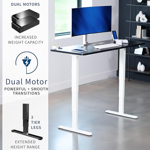 VIVO Black 60 x 24 in Standing Desk, DESK-KIT-2W6B - color: Black Top / White Frame, size: 60 x 24