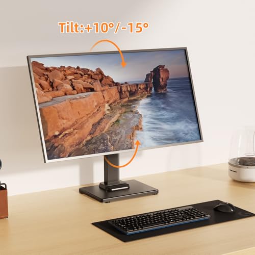 Suptek Single LCD Monitor Stand Mount Riser for 13-43 Inch Screen | Holds up to 44lbs, Free-Standing, Swivel, Height Adjustable, Rotation, 50-100mm VESA Base - size: 13-43in(single)