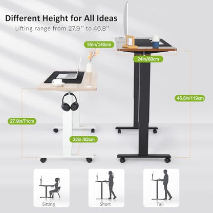 farexon 55x24In Electric Adjustable Standing Desk with Mouse Pad, Brown - color: Brown, size: 55 x 24''