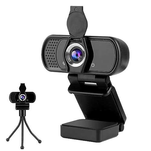 Full 1080P HD Webcam with Microphone, USB Webcam for Laptop and Desktop, External Web Camera, Streaming PC Web Camera with Privacy Cover and Tripod, Widescreen Web cam for Zoom Skype YouTube
