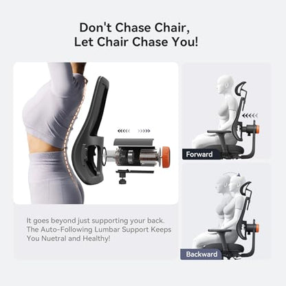 Ergonomic Office Chair-Home Office Desk Chair with Footrest, Auto-Following Backrest & Headrest, 4D Armrests, 96°-136° Recline (Black, 2D Headrest) - color: Black, size: 2D Headrest