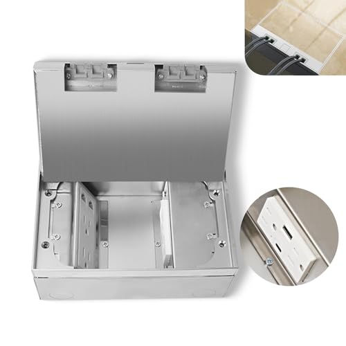 Recessed Flat Hidden Socket Kit with 4 * 15A Receptacle，4.8A 1 USB-A Ports &1 USB-C Port+2-Port RJ45 Datacom Receptacle. Corrosive Resistant Hardware,Silver - color: Silver, size: Hidden two-row ground insert (4.8A A+C)