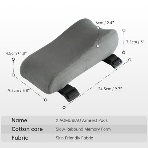 xiaomubiao Armrest Cushion for Office Chair (Set of 2), Memory Foam Chair Arm Rest Support Pads, Elbow Pressure Relief Armrest Cushion for Gaming Chair with Non-Slip Straps, Washable Cover