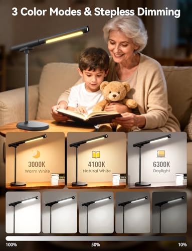 Rechargeable Desk Lamp, Adjustable Magnetic Table Lamp with Removable Cylindrical Light Tube for Study & Bedroom, Dimmable Touch Control & Space-Saving.
