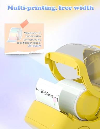 HPRT NEW1 Label Maker - Bluetooth Label Make Machine with 1 Roll Tape Portable Thermal Printer for iPhone&Andriod, Yellow - style: Yellow